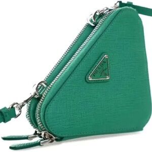 Prada Emerald Green Triangular Crossbody Bag